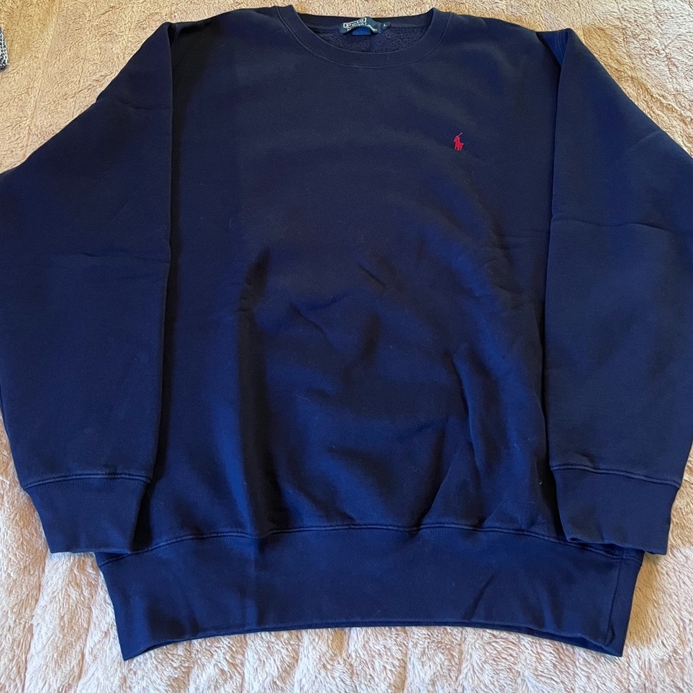 Men’s Vintage 90’s Size Large Polo Ralph Lauren Navy Oversized Sweatshirt